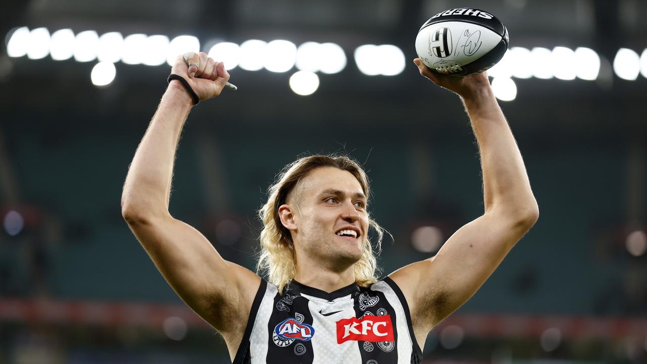 Pies skipper Darcy Moore has been an unstoppable force down back. (Photo by Michael Willson/AFL Photos via Getty Images)