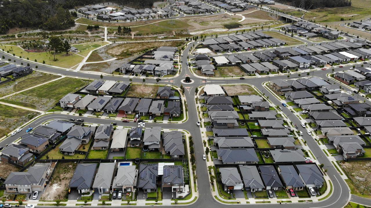 A sea of black roofs in Jordan Springs East, in the western Sydney local government area of Penrith. Picture: Toby Zerna