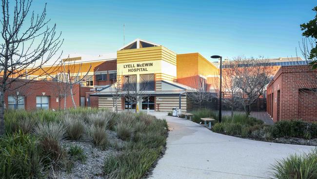 Outside the entrance to Lyell McEwin Hospital, near where a nurse was stabbed during her break. Picture: AAP / Russell Millard