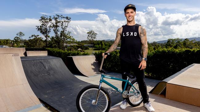 EMBARGOED WEEKEND PAPERS ONLY........ Tokyo Olympic BMX gold medallist Logan Martin at his home for a feature.  Pic Luke Marsden