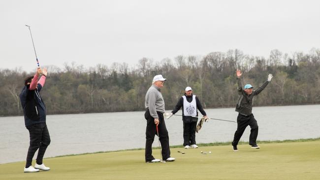 Hockey sinks a 12-metre putt on the last green to win. Picture: Shealah Craighead