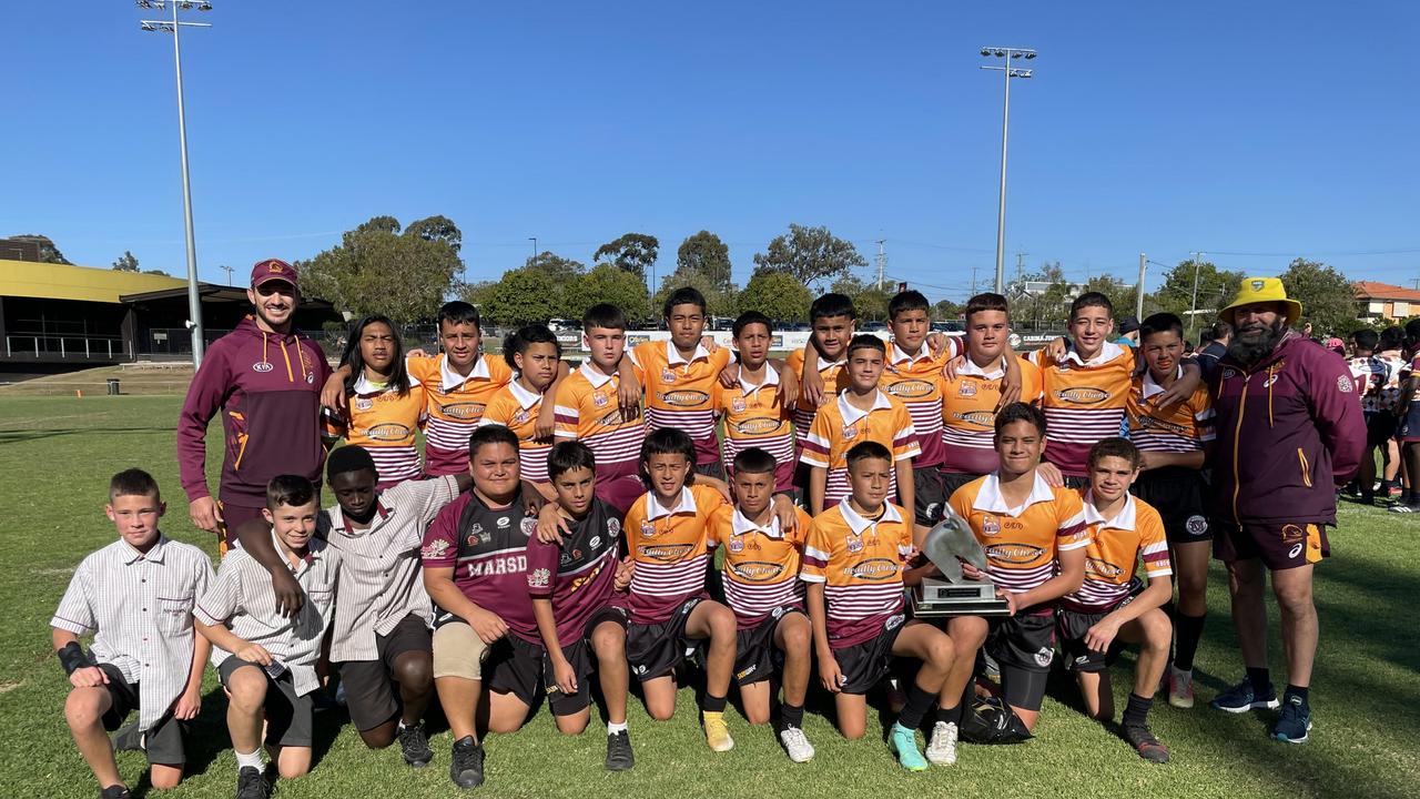 The Marsden State High year 7 rugby league side that won the Brisbane Broncos Old Boys grand final at Carina.