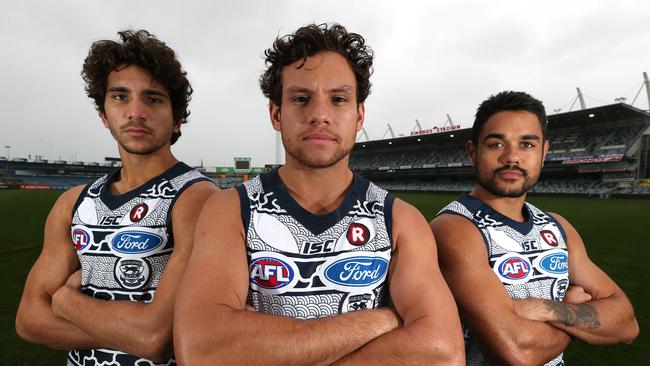 Nakia Cockatoo, Stephen Motlop and Zac Bates (right). Bates has been a standout for Central Yorke this season. Picture: Mike Dugdale