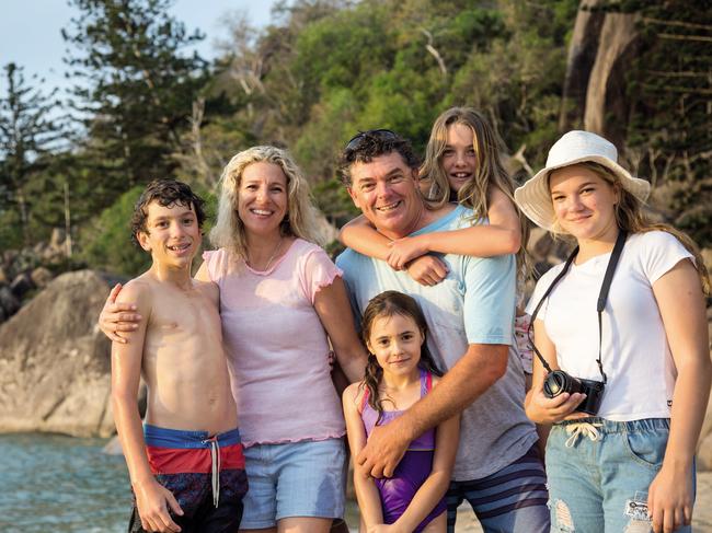 Adam and Steph Hinks from Aquascene Charters and their children on Magnetic Island