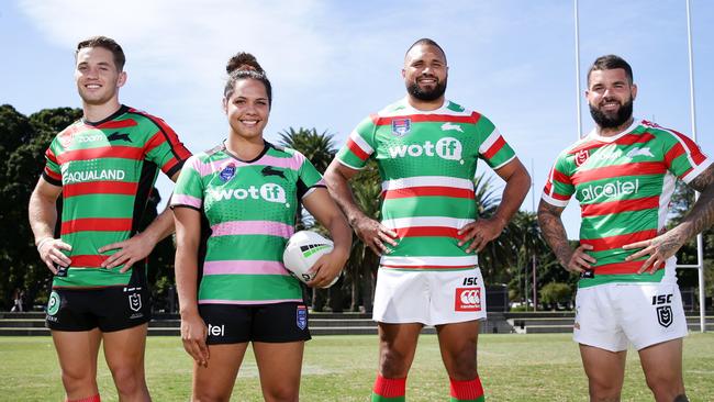 Cam Murray, Jasmin Allende, Yileen Gordon and Adam Reynolds show off the new jerseys. Image: Jonathan Ng