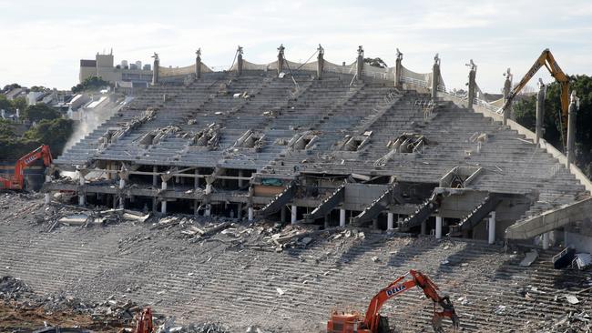 Demolition of Sydney Football Stadium at Moore Park last month. Picture: Jonathan Ng Picture: Jonathan Ng