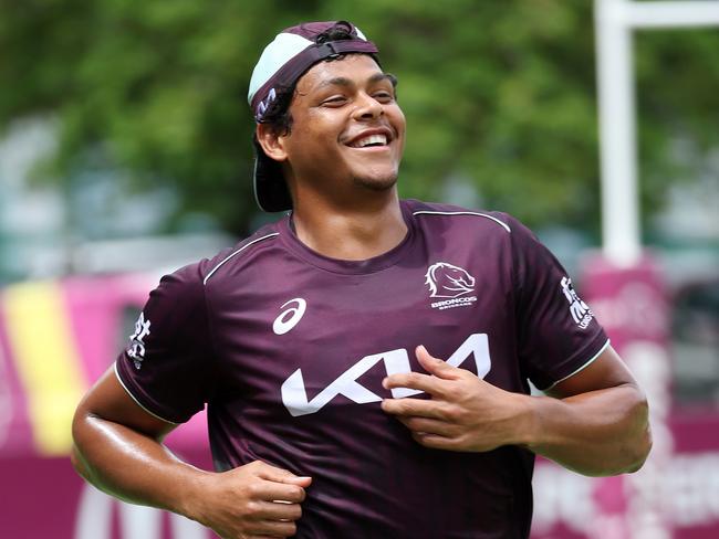 Selwyn Cobbo, Brisbane Broncos training, Red Hill. Picture: Liam Kidston