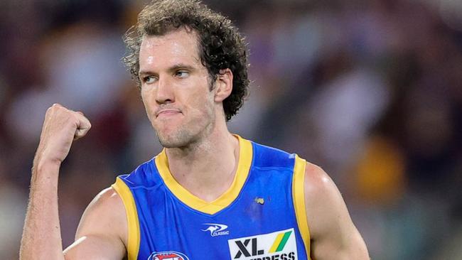 BRISBANE, AUSTRALIA - APRIL 14: Darcy Fort of the Lions celebrates a goal during the 2022 AFL Round 05 match between the Brisbane Lions and the Collingwood Magpies at the Gabba on April 14, 2022 In Brisbane, Australia. (Photo by Russell Freeman/AFL Photos via Getty Images)