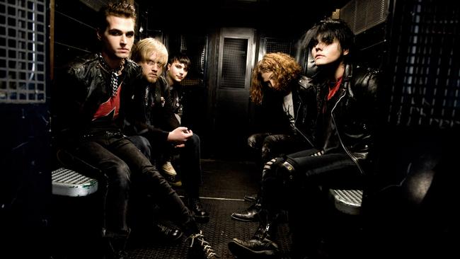 US band My Chemical Romance in 2009 featured [left to right] Mikey Way, Bob Bryar, Frank Iero, Ray Toro and singer Gerard Way. Picture: Supplied