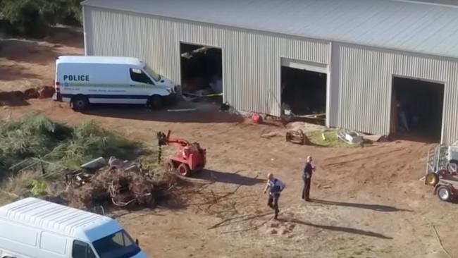 The shed at Kudla in which SA Police located the body of missing man Steven Murphy. Picture: 7 NEWS