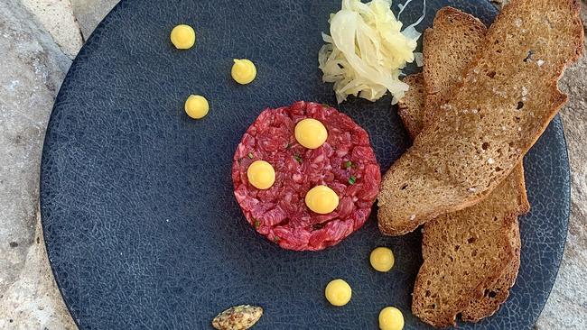 Beef tartare at Leonard's Mill in Second Valley.