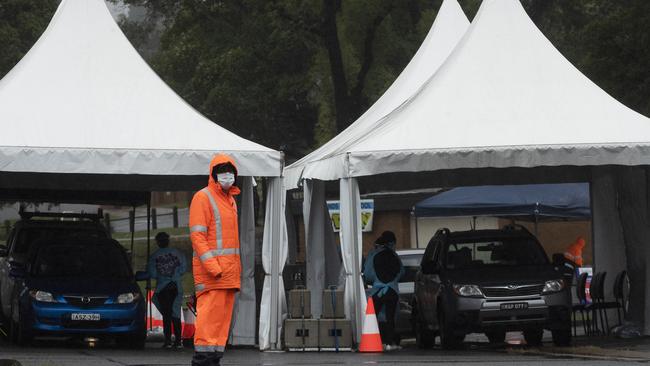 COVID-19 testing at the Merrylands drive-through clinic in Sydney, Australia. Picture: Getty