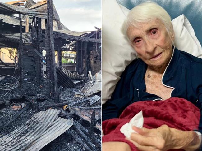 Joy Cunningham, 95, has lived there whole life. As youth crime reached out of control levels, last year she moved into an aged care facility - admitting to her family she was "scared". On the weekend, her home was burnt to the ground. Pictures: Supplied