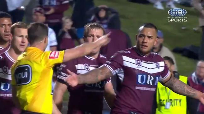 Addin Fonua-Blake sent off after full time.