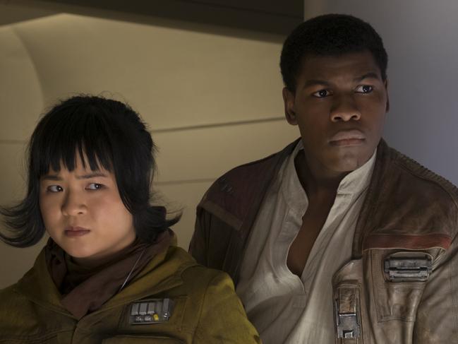 Rose (Kelly Marie Tran) and Finn (John Boyega) in The Last Jedi. Picture: David James/Lucasfilm