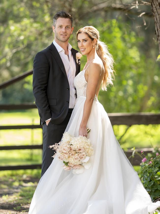 Jake Edwards on his “wedding” day to Beck Zemek on Married at First Sight. Photo: Channel Nine