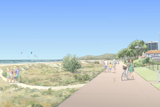 <p>2020: Artist impressions of Gold Coast light rail Stage 3B - Burleigh Heads to Gold Coast Airport. Picture: Supplied</p>