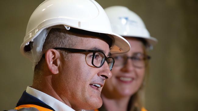 Victoria’s acting Premier, James Merlino, and the Minister for Transport Infrastructure, Jacinta Allan, at a joint announcement on Thursday. Picture: NCA NewsWire / Sarah Matray