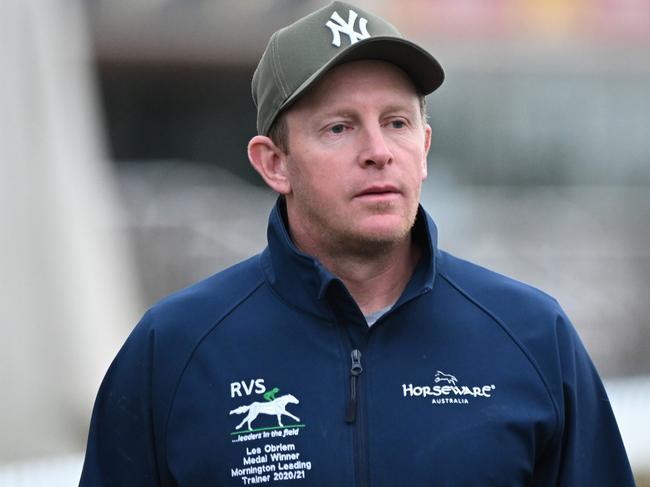 MELBOURNE, AUSTRALIA - FEBRUARY 20: Trainer Matt Laurie is seen during Caulfield Blue Diamond Gallops at Caulfield Racecourse on February 20, 2024 in Melbourne, Australia. (Photo by Vince Caligiuri/Getty Images)