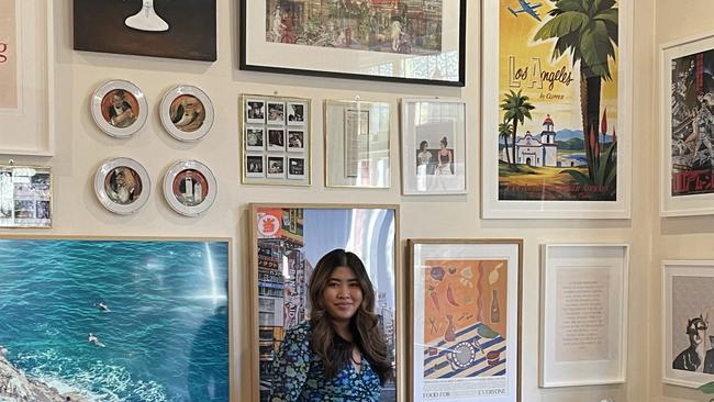 Content creator Jessica Nguyen and the gallery wall in her Mebourne home.