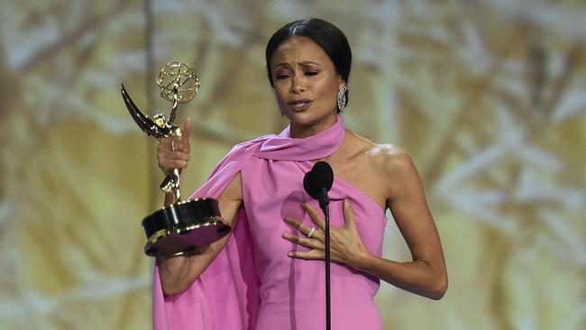 Thandie Newton beat three stars from The Handmaid’s Tale. Picture: Chris Pizzello