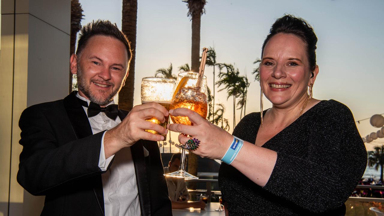 James Gough and Hilly Alcock at the 2024 Darwin Turf Club Gala Ball. Picture: Pema Tamang Pakhrin