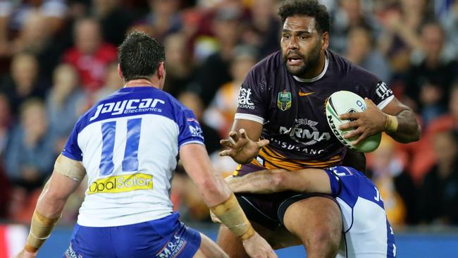 Sam Thaiday and the Broncos pack stepped up against the Bulldogs. Picture: Darren England