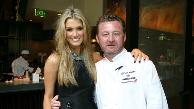 Singer Delta Goodrem with celebrity chef Luke Mangan during lunch at Glass.