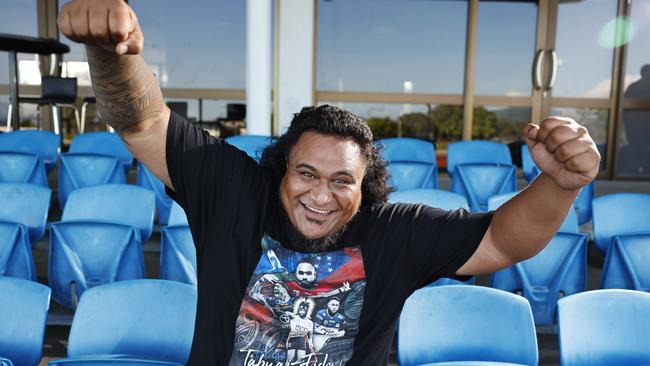 Simon Fidow will be cheering on his son, rugby league player Hamiso Tabui-Fidow when his team the Cowboys play the Eels in the NRL preliminary final in Townsville on Friday night. Picture: Brendan Radke