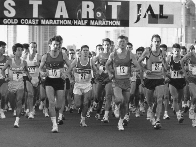 Start of Gold Coast Marathon 1991.. sport athletics qld action