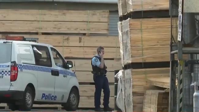 Police on the scene in St Marys. Picture: Nine News