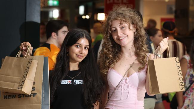 Nancy Dalal and Mariah Dean at Chermside Shopping Centre in Brisbane for Boxing Day sales. Picture: Liam Kidston