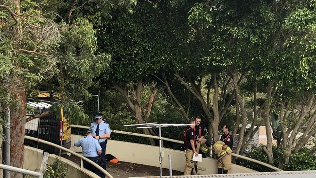 Emergency workers at the scene of a chemical explosion at Seaforth. Picture: Jim O'Rourke