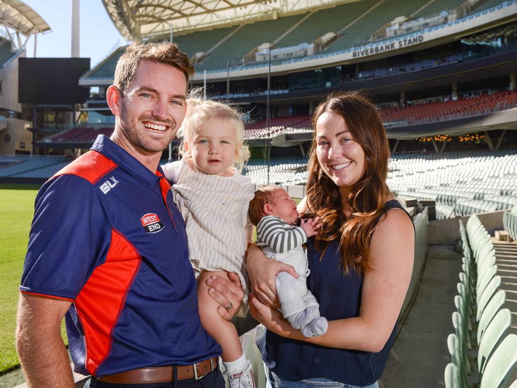 Chadd Sayers with his family at Adelaide Oval.