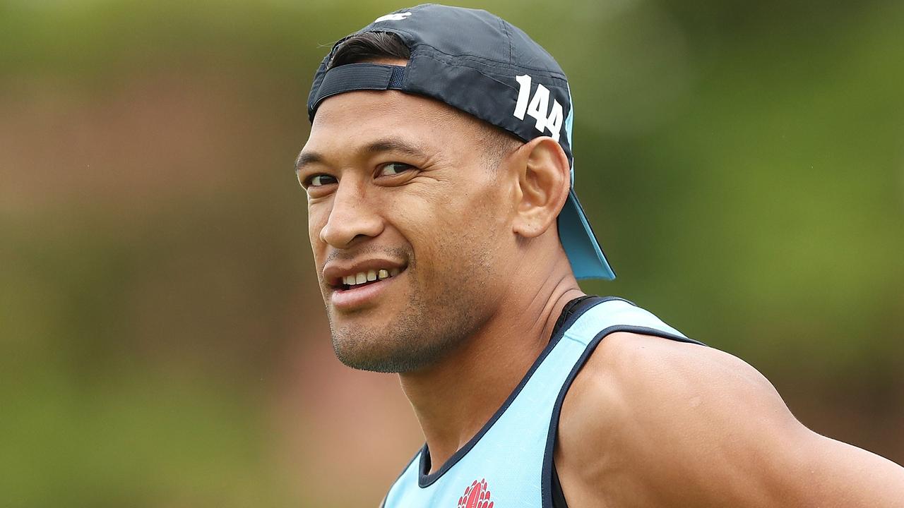 Israel Folau looks on during a Waratahs Super Rugby training session.