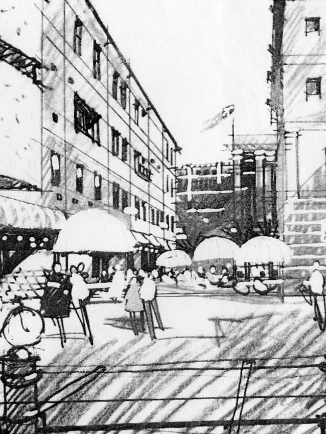 A sketch of the proposed village marketplace at the Multi-Function Polis.