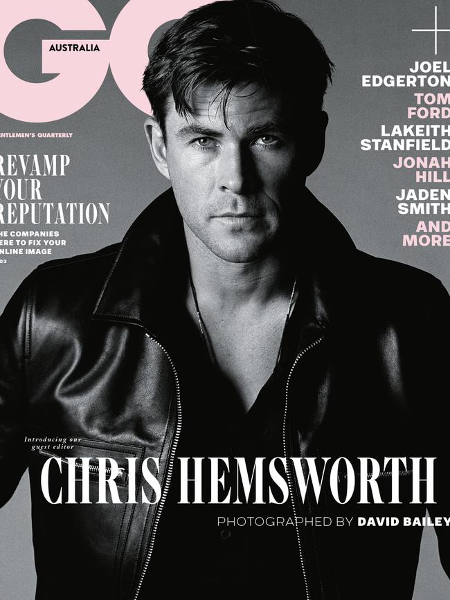 Chris is on the cover of the November issue of GQ which goes on sale Monday October 8. Picture: David Bailey for GQ Australia