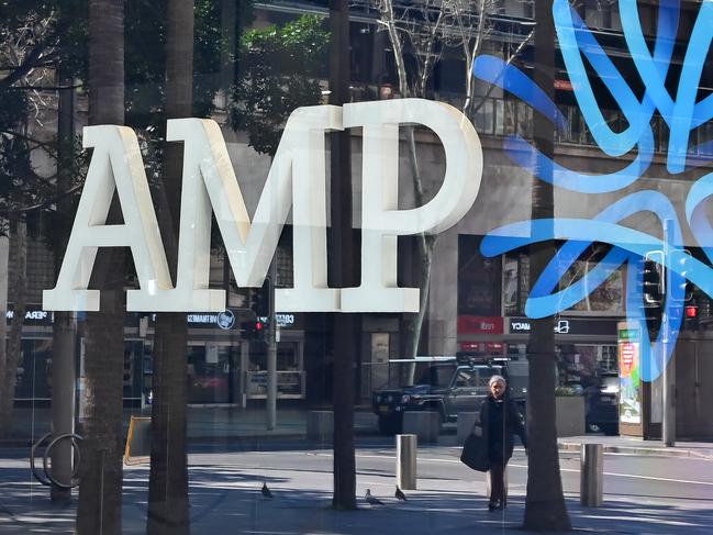 SYDNEY, AUSTRALIA - NewsWire Photos AUGUST 24, 2020: An AMP logo is reflected in a window in Sydney. Picture: NCA NewsWire / Steven Saphore