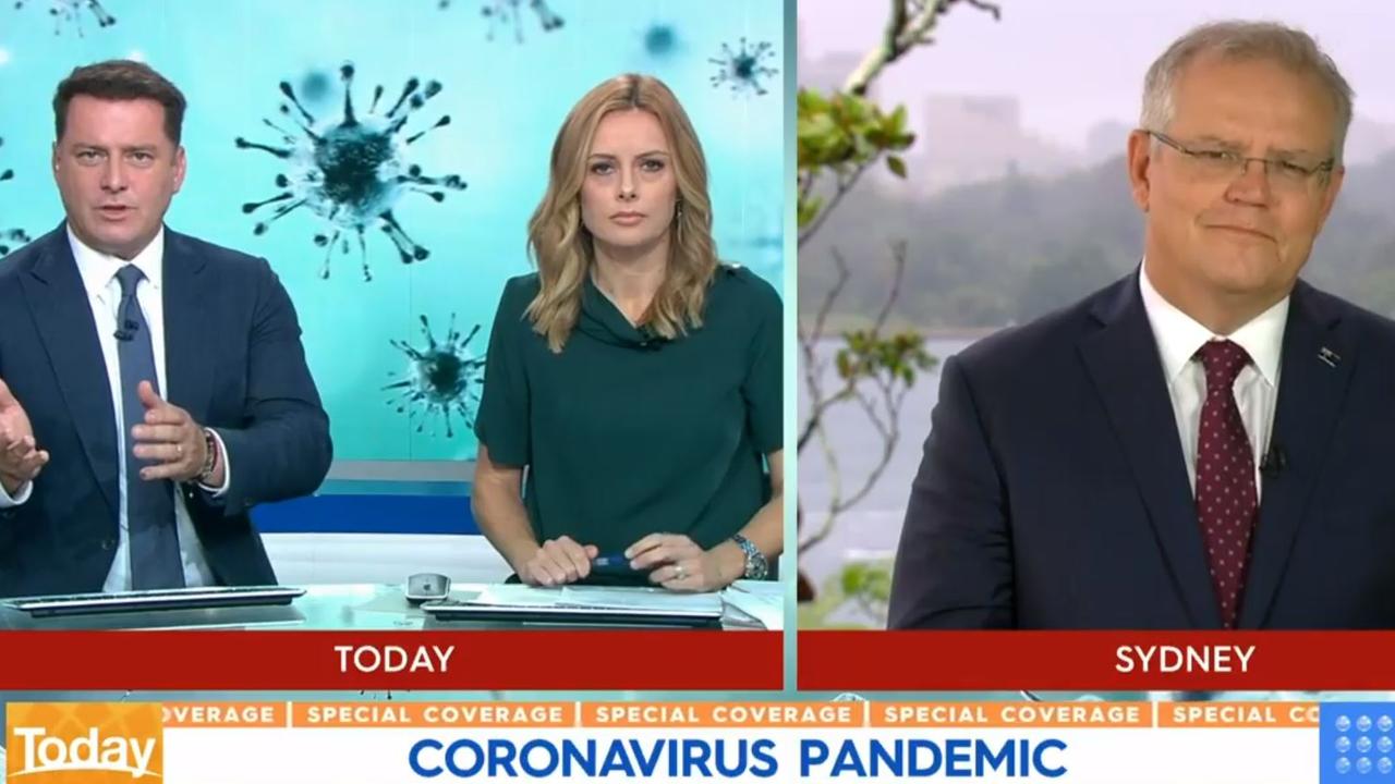 Karl Stefanovic and Allison Langdon have led the coverage of the coronavirus pandemic on Nine’s breakfast TV program. Picture: Channel 9.