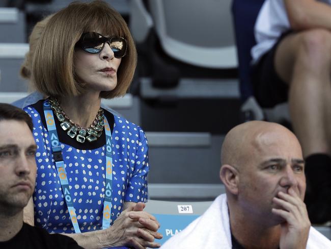 She watched the fourth round match between Frances Tiafoe and Grigor Dimitrov. Picture: AP 