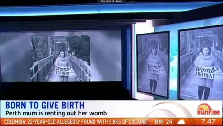 A Perth mother has offered her womb out as a surrogate after loving the experience of being pregnant, with her initial post going viral. Courtesy: Seven/Sunrise