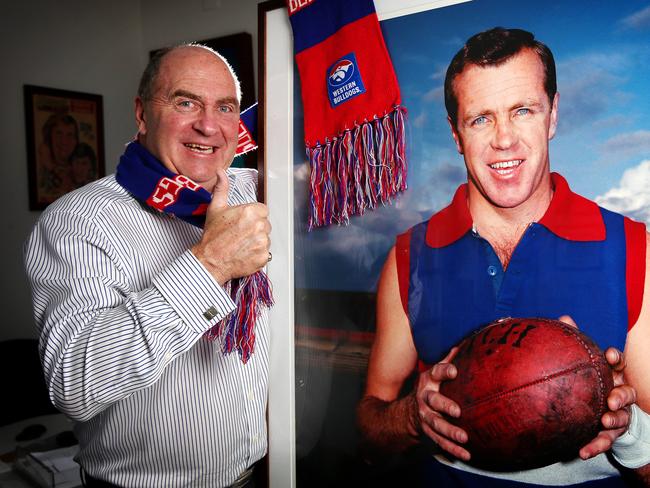 Ted Whitten Jnr with a photo of his dad Ted Whitten ahead of the Grand Final. Picture: Mark Stewart