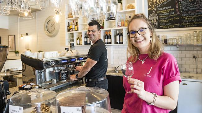 Co-owner Mark Bentley and employee Zanthie Verrall of Jillys Cafe on Margaret Street. Picture: Kevin Farmer