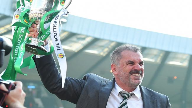 Hopefully not the last of Ange’s silverware. Photo by Mark Runnacles/Getty Images