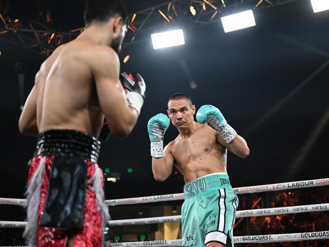 Tszyu locks on his target. Digital image by Grant Trouville