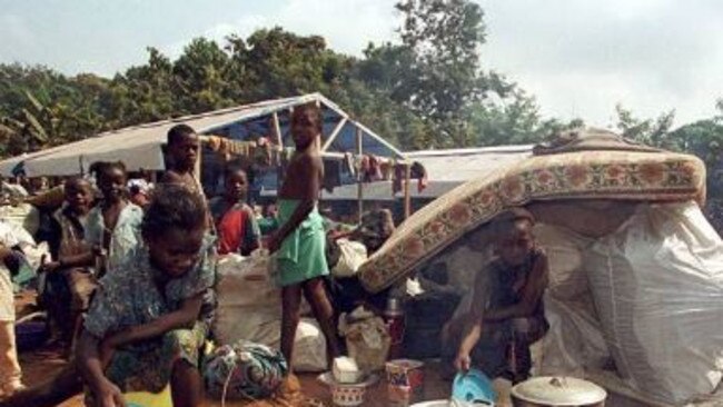 Refugees in a Sierra Leone camp. Picture: Getty Images.