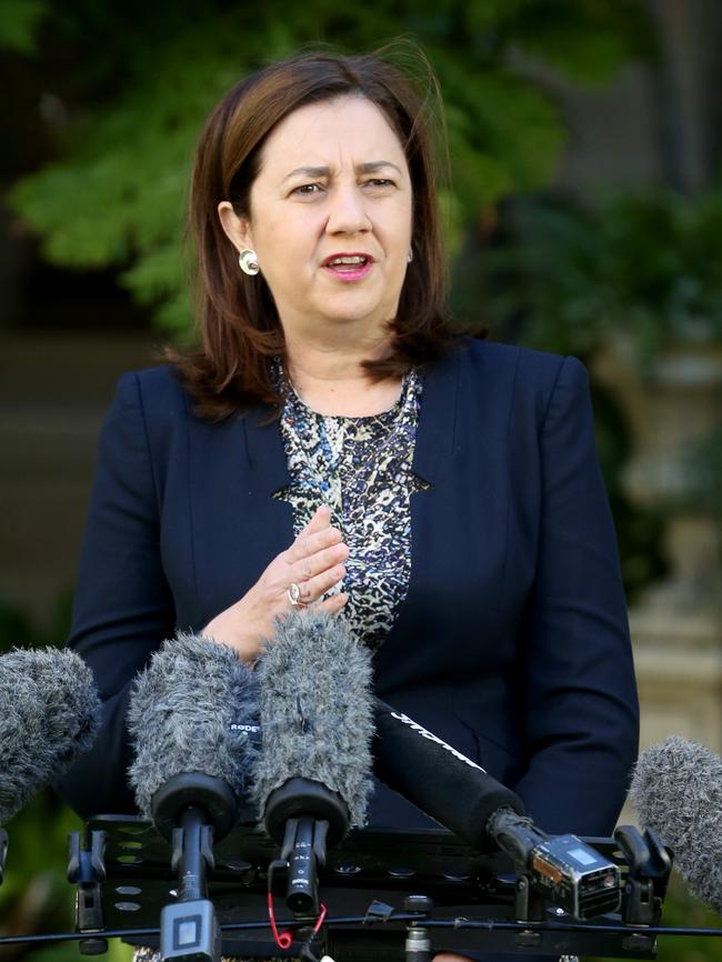 Queensland Premier Annastacia Palaszczuk also made a pitch for the grand final. Picture: Steve Pohlner