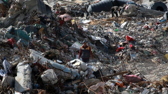 A displaced Palestinian man walks amid the devastation upon his return to central Rafah in the southern Gaza Strip on Sunday. Picture: AFP