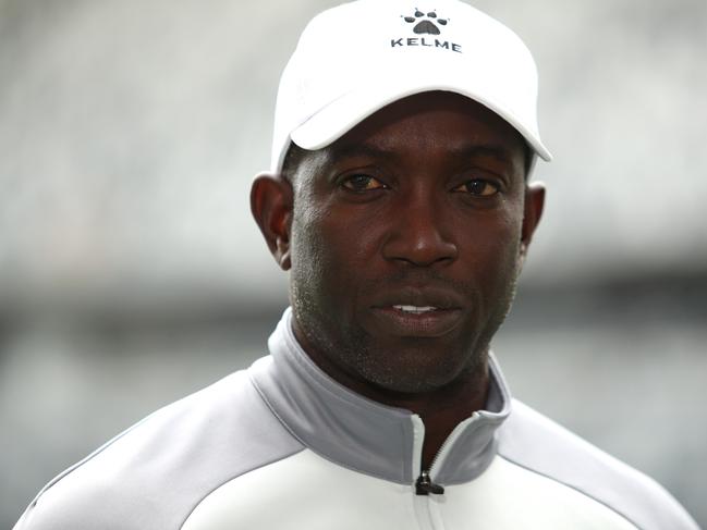 SYDNEY, AUSTRALIA - SEPTEMBER 30: Dwight Yorke head coach of Macarthur FC looks on during an Australia Cup Final media opportunity at CommBank Stadium on September 30, 2022 in Sydney, Australia. (Photo by Jason McCawley/Getty Images)