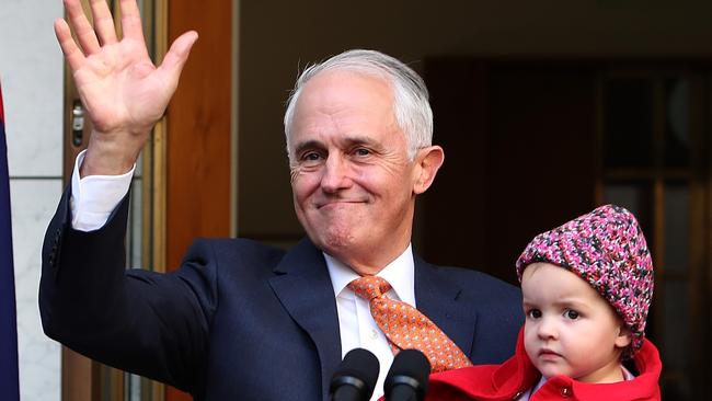 Malcolm Turnbull with his granddaughter Alice. Picture: Kym Smith